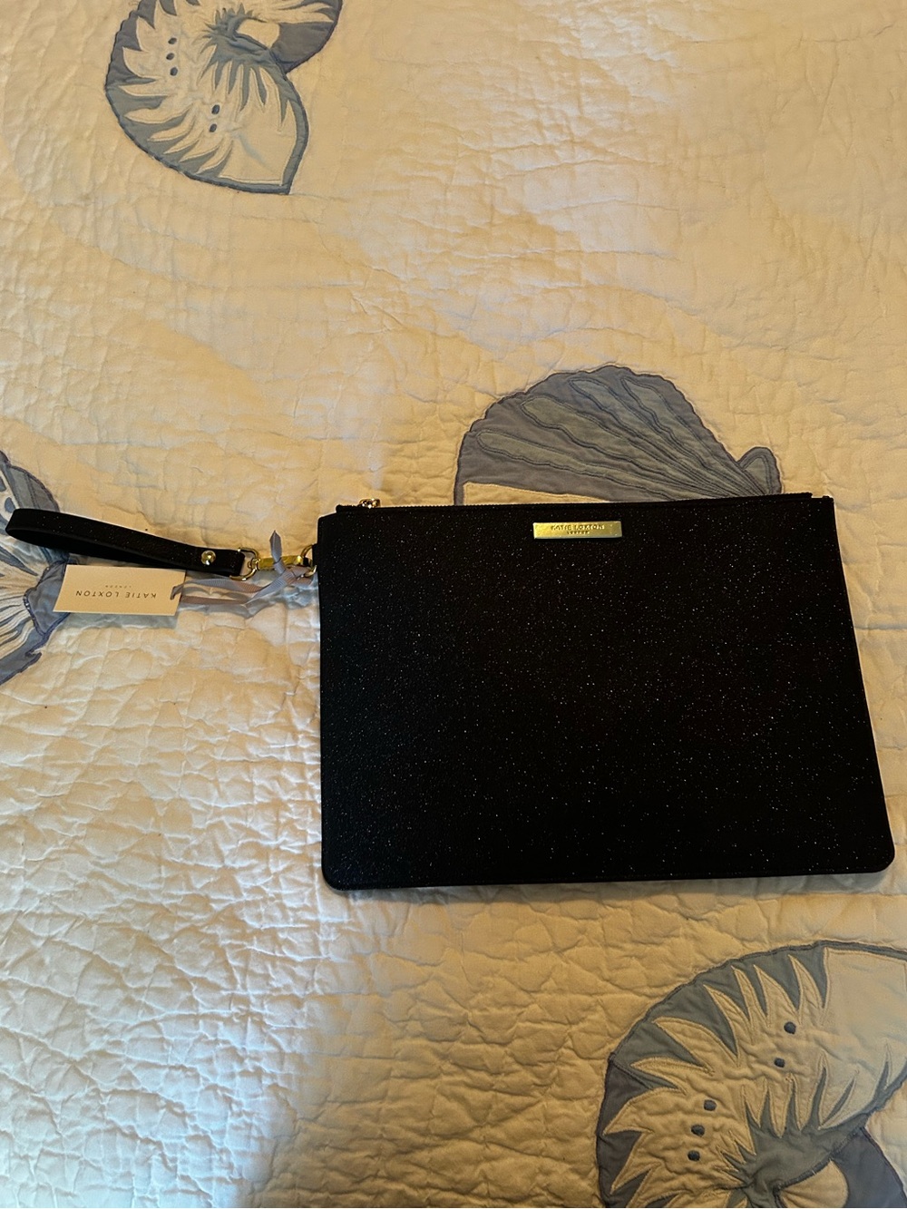 Black Glitter Wristlet Clutch with Wrist Strap